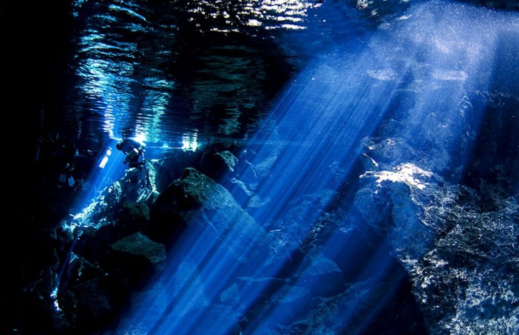 Cavern diving at cenote chikin ha