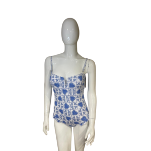 White with Blue One Piece